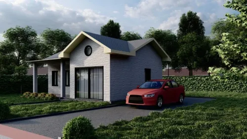 Дом из сип-панелей 78,35+11,8 с терраской крыльцом